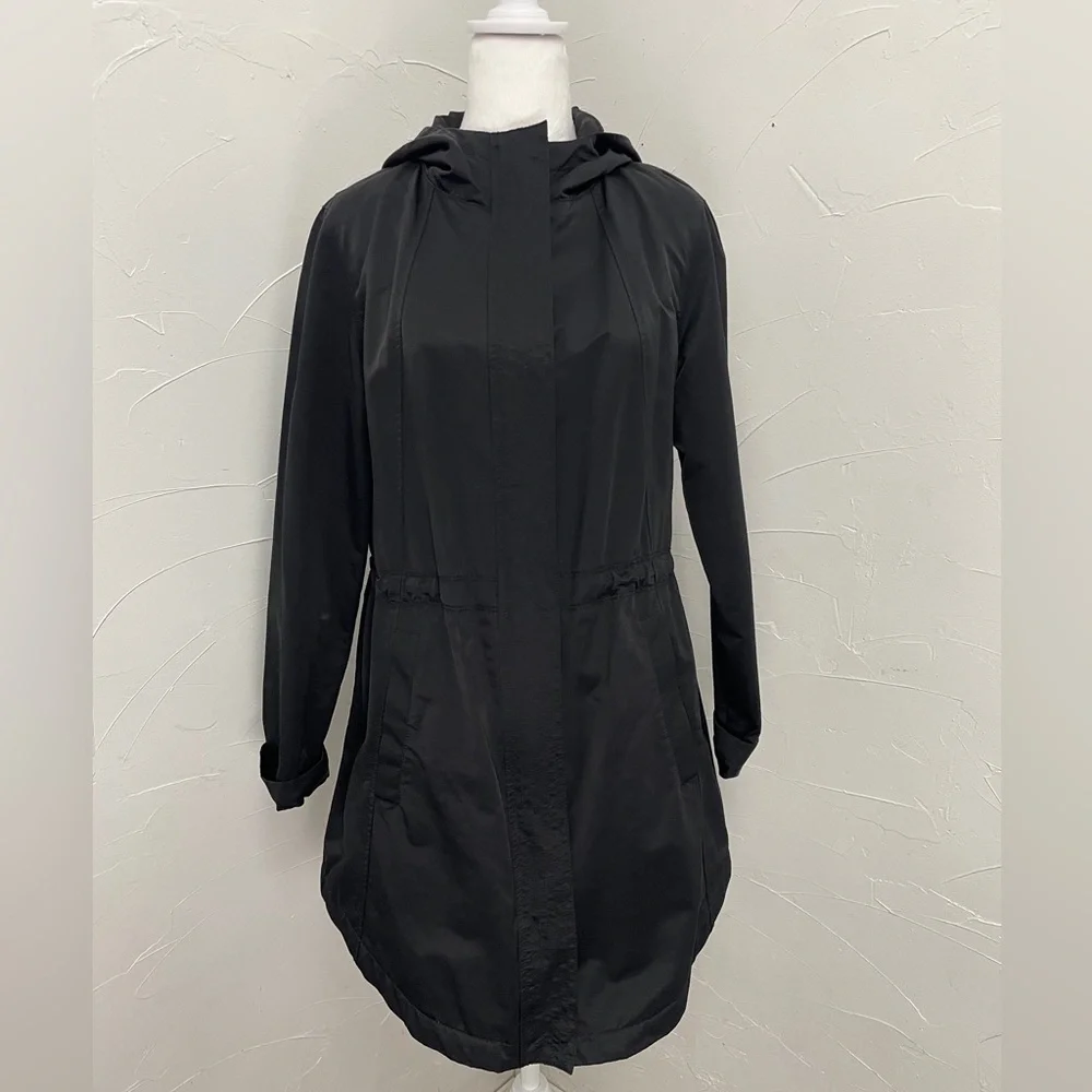 Eileen Fisher Black Organic Cotton Nylon Hooded Jacket - Picture 6 of 16